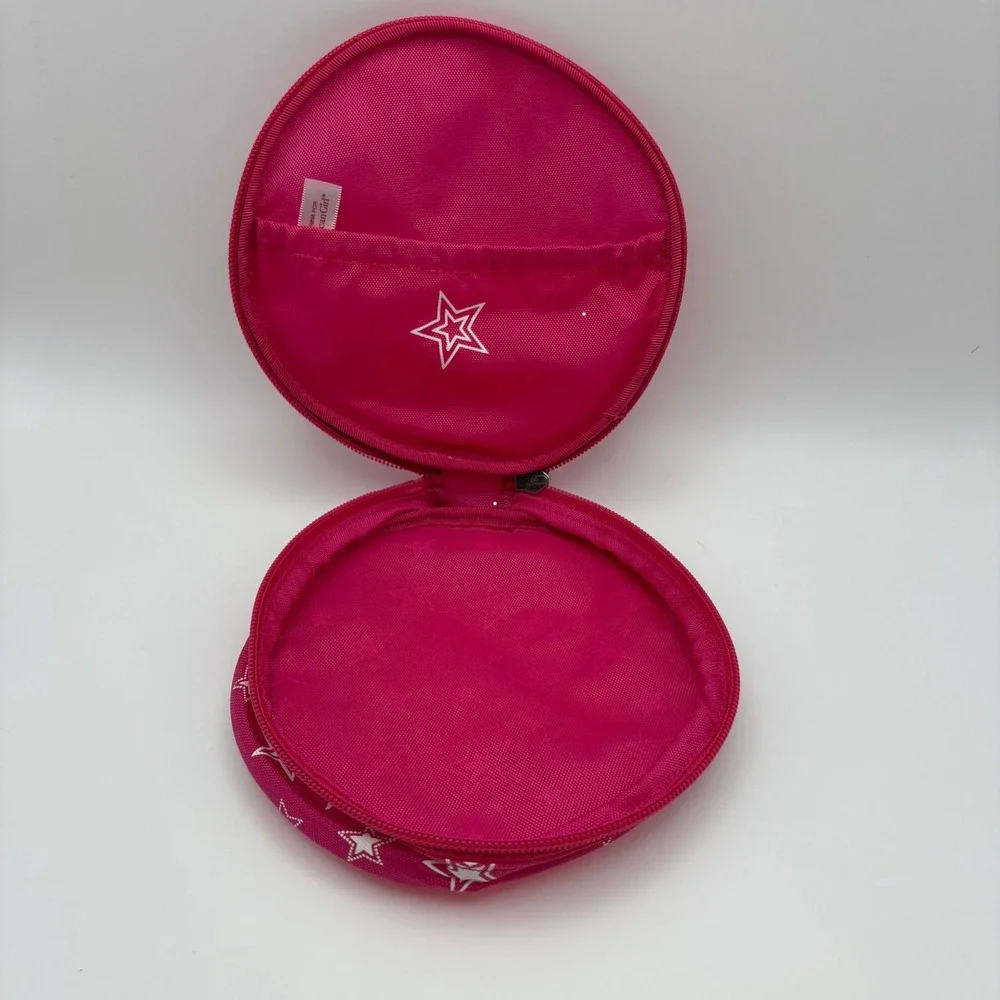 American Girl Doll Magenta Pink‎ Star Pattern Round Accessory Travel Case Pouch